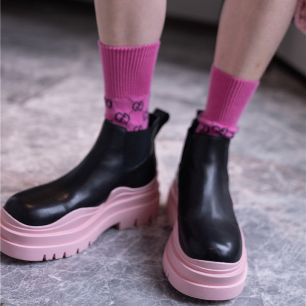 Thick-soled single boots Chelsea smoke tube boots bv leather Martin boots women (short boots) S648804676500-1
