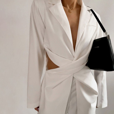New women's fashion long-sleeved lapel sexy hollow casual casual temperament small suit