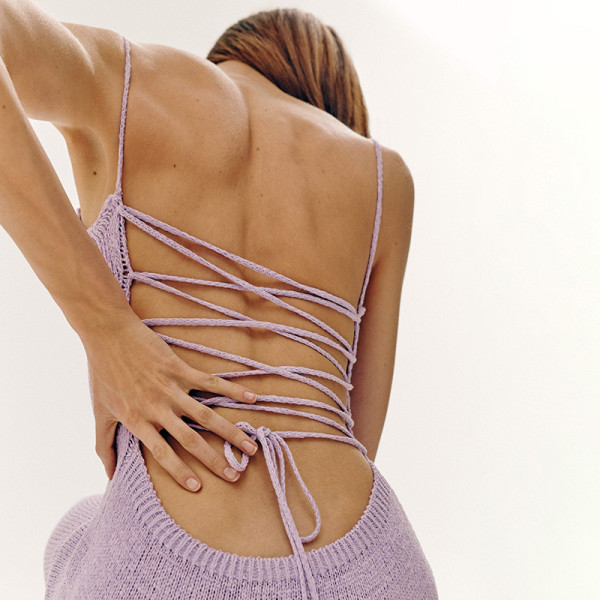 Autumn and winter new sexy big halter strap sling long sweater dress