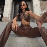 New women's sexy halter vest slim straight trousers fashion suit women