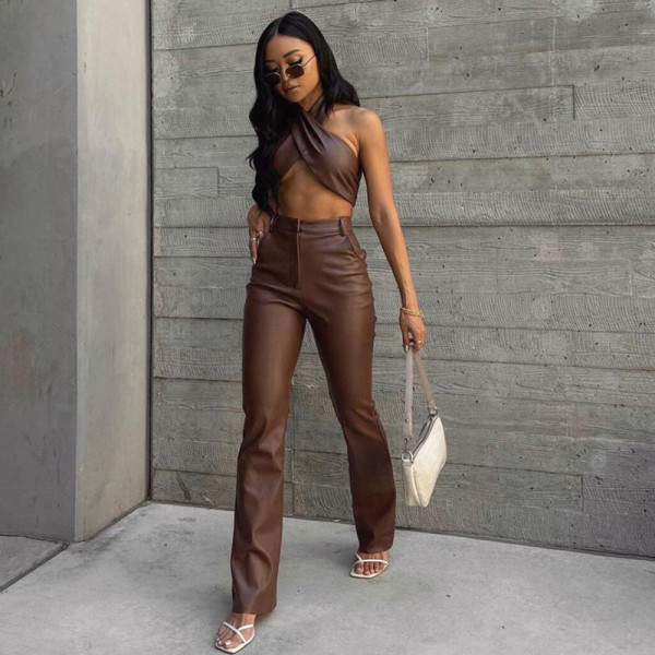 New women's sexy halter vest slim straight trousers fashion suit women