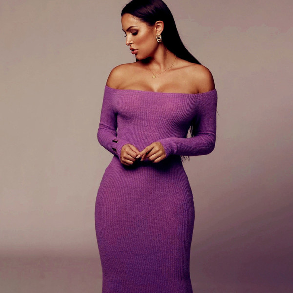 The new one-shoulder dress temperament sexy strapless bag hip slim one-step skirt