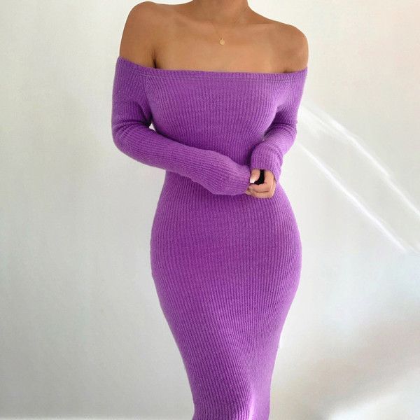 The new one-shoulder dress temperament sexy strapless bag hip slim one-step skirt