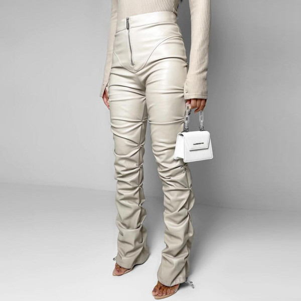 Women's new high-waist bag hip fashion street style casual footwear imitation leather trousers women