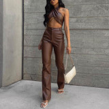 New women's sexy halter vest slim straight trousers fashion suit women