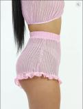 Women's high elasticity solid color chiffon stitching two-piece suit