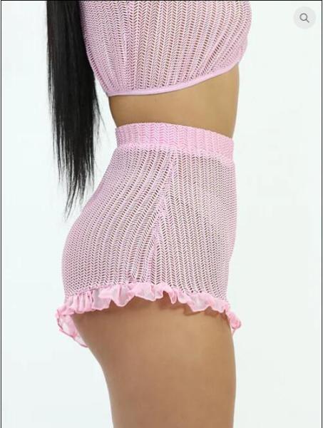 Women's high elasticity solid color chiffon stitching two-piece suit