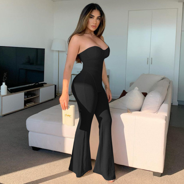 New style solid color halter sleeveless two-piece fashion casual sports suit women