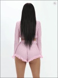 Women's high elasticity solid color chiffon stitching two-piece suit