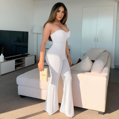 New style solid color halter sleeveless two-piece fashion casual sports suit women