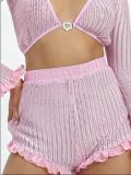 Women's high elasticity solid color chiffon stitching two-piece suit