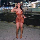 New style sling V-neck halter sexy smocked dress