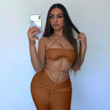 New women's tethered umbilical breast wrap slim trousers casual suit women