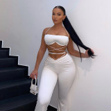 New women's tethered umbilical breast wrap slim trousers casual suit women