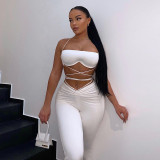 New women's tethered umbilical breast wrap slim trousers casual suit women
