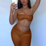New women's tethered umbilical breast wrap slim trousers casual suit women