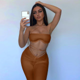 New women's tethered umbilical breast wrap slim trousers casual suit women