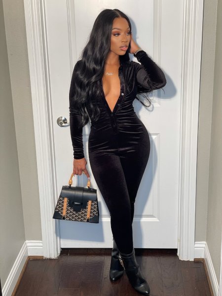 Women's Korean velvet pleated sexy jumpsuit