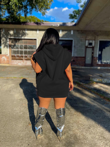 Women's clothing plus velvet casual loose hooded dress