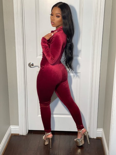 Women's Korean velvet pleated sexy jumpsuit