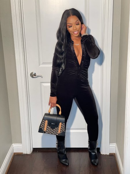 Women's Korean velvet pleated sexy jumpsuit