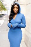 Women's small ken strips open back split character hooded dress