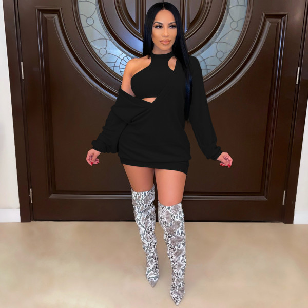 Explosive sexy fashion personality slim two-piece nightclub clothes