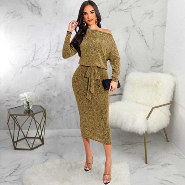 New sexy fashion wipe shoulder women's dress