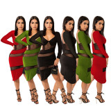 Spring new sexy fashion perspective backless stitching with