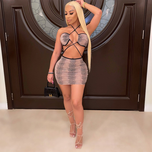 Ladies Dress Wrapped Chest Sleeveless Tight Sexy Short Skirt