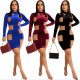 Women's sexy slim Korean velvet stitching mesh dress
