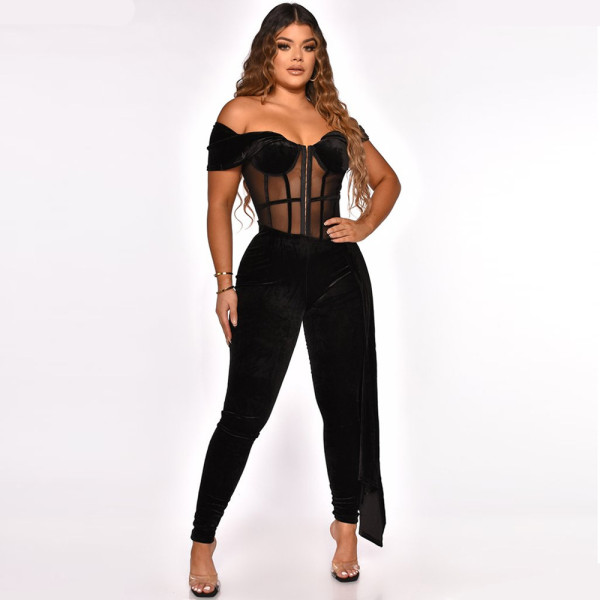Explosive sexy see-through slim fit suit nightclub wear