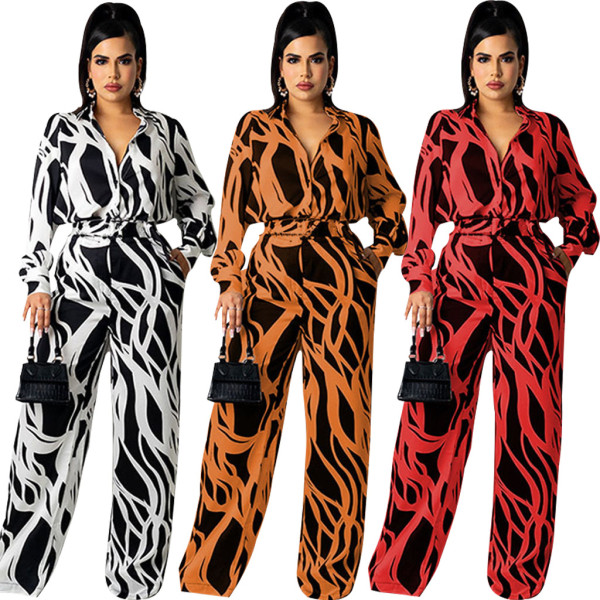New sexy fashion digital printing V-neck women's jumpsuit