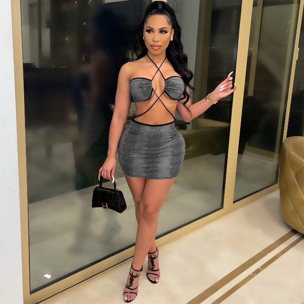 Ladies Dress Wrapped Chest Sleeveless Tight Sexy Short Skirt