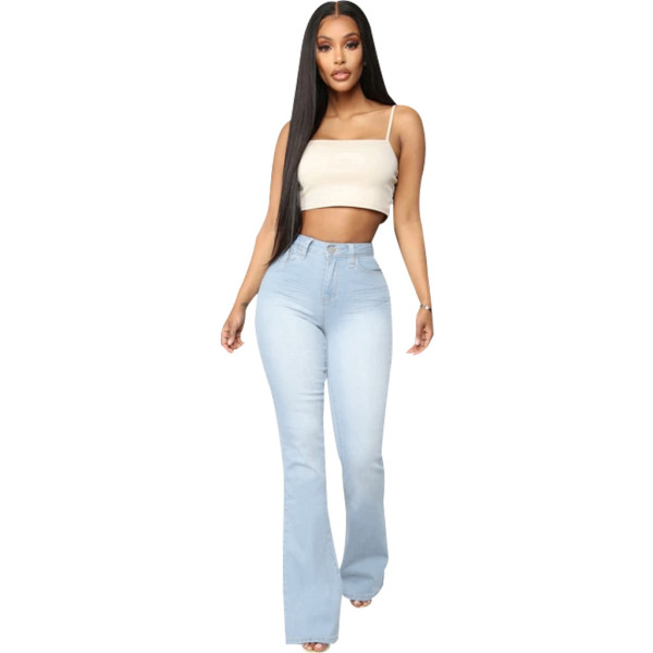 Fashion slim all-match denim stretch flared pants