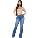 Fashion slim all-match denim stretch flared pants