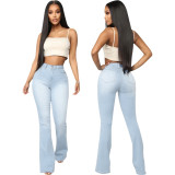 Fashion slim all-match denim stretch flared pants