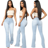 Fashion slim all-match denim stretch flared pants