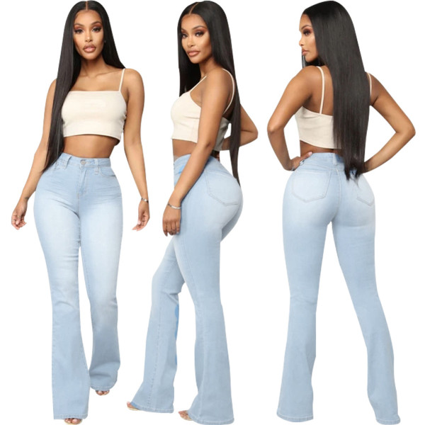 Fashion slim all-match denim stretch flared pants