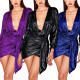 Sexy fashion evening slim fit V-neck dress