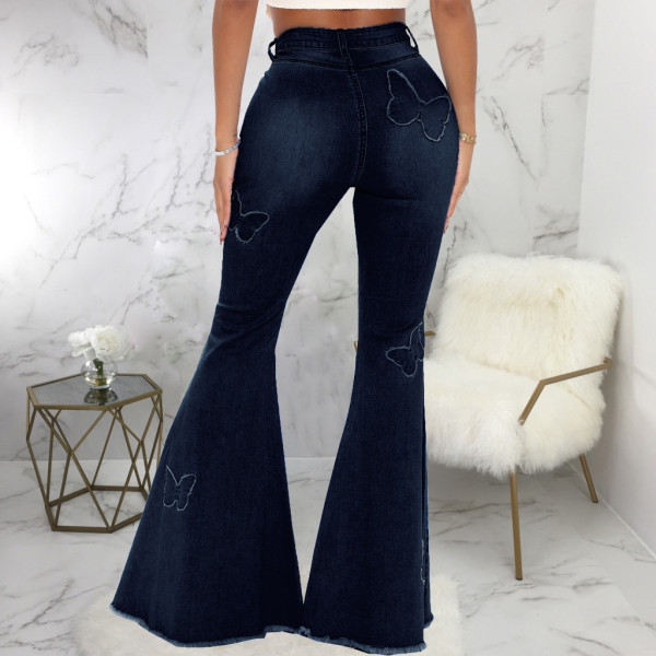 Fashion all-match slim-fit butterfly decoration wide-leg stretch flared pants