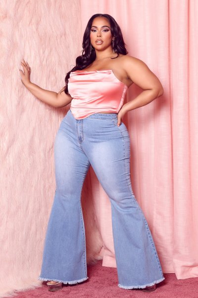 Fashion slim wide-leg plus size fat MM flared jeans
