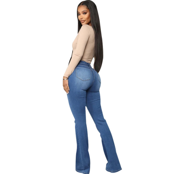 Fashion slim all-match denim stretch flared pants