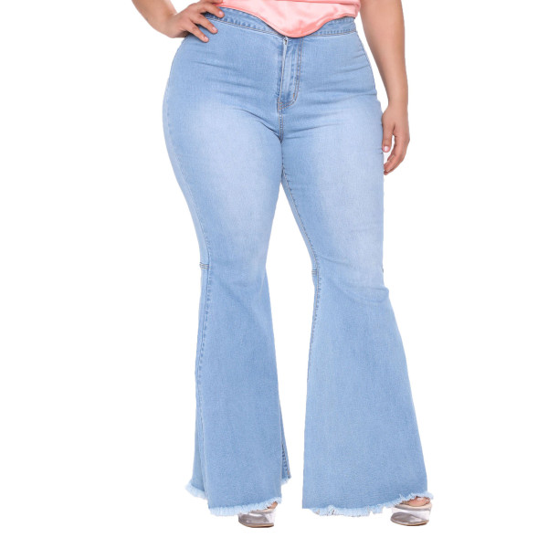 Fashion slim wide-leg plus size fat MM flared jeans