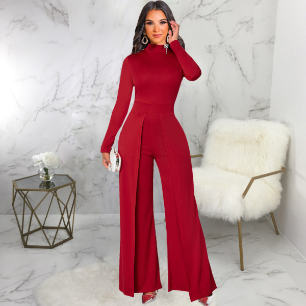 New sexy fashion solid color white-collar women's jumpsuit