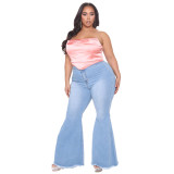 Fashion slim wide-leg plus size fat MM flared jeans