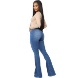 Fashion slim all-match denim stretch flared pants