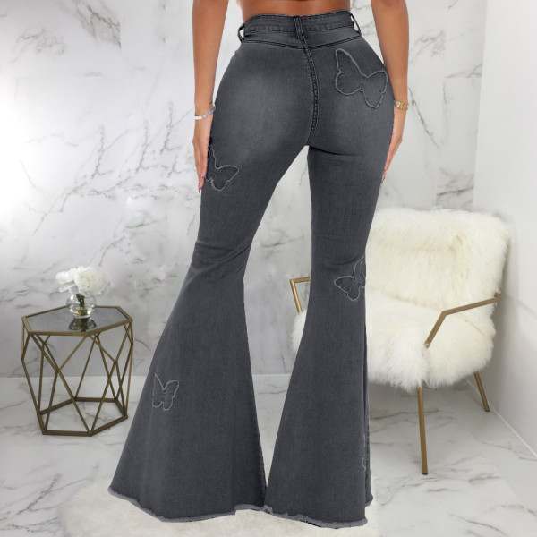 Fashion all-match slim-fit butterfly decoration wide-leg stretch flared pants
