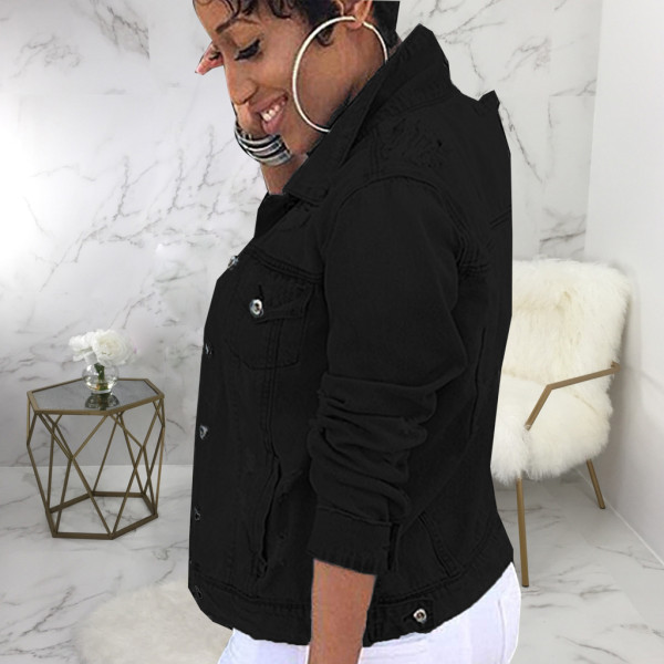 Sexy fashion washed women's slim denim jacket top