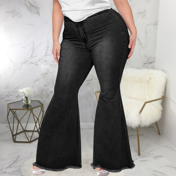 Fashion slim wide-leg plus size fat MM flared jeans